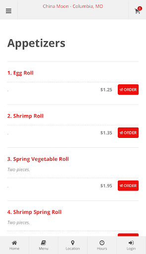 China Moon Columbia, MO Order Screen 2
