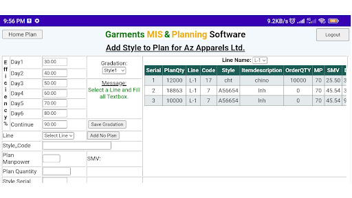 Garment Planning Screen 2
