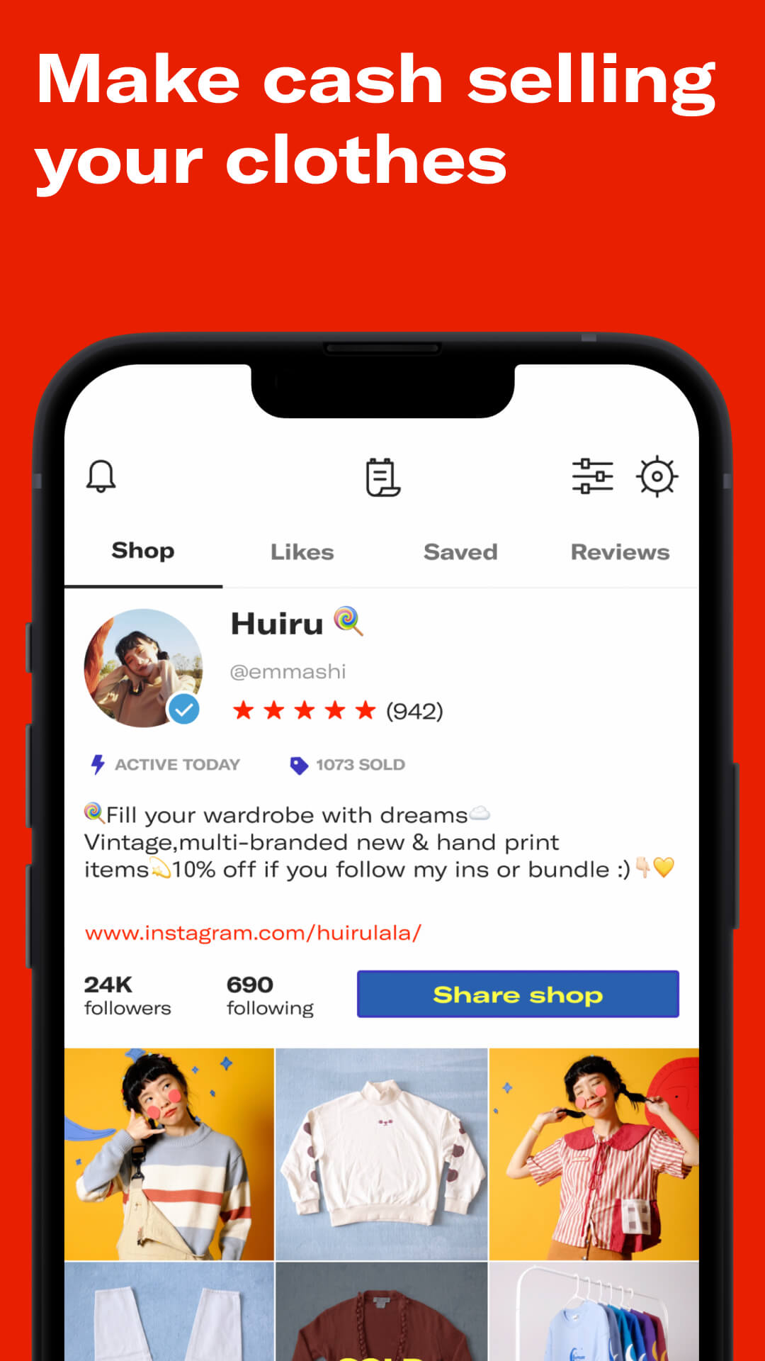 Android application Depop - Buy & Sell Clothes App screenshort