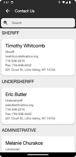 Cattaraugus County Sheriff Screen 2