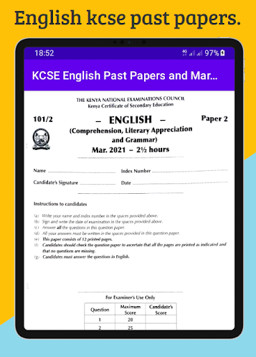 Android application English Kcse past papers. screenshort