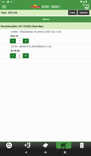 Sunrise Produce Checkout App Screenshot