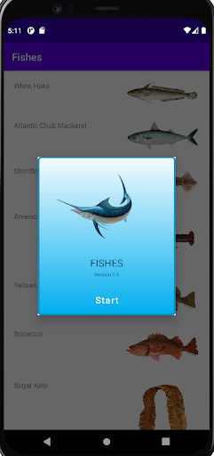 Android application Fishes screenshort