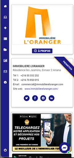 Android application Immobilière l'Oranger screenshort