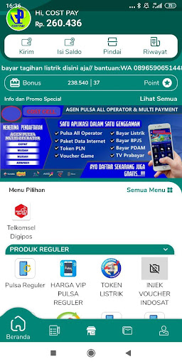 Android application COST PAY (PULSA DAN PPOB) screenshort
