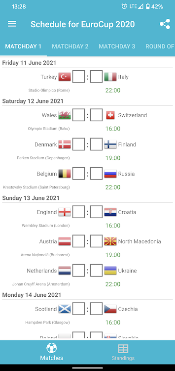 Schedule for EuroCup 2020 (202 - 1.2.1 - (Android)