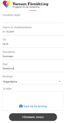 Varsam-Appen  Screen 2