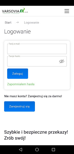 Przelewy do Polski- VarsoviaFX Screen 3