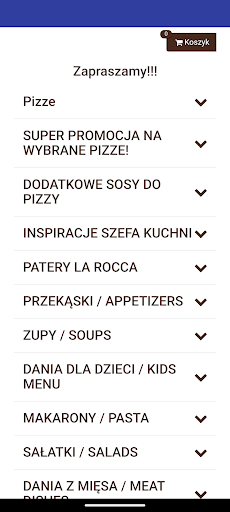 Android application Restauracja La Rocca screenshort