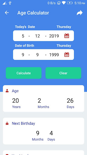 Android application Age Calculator By Date Of Birt screenshort