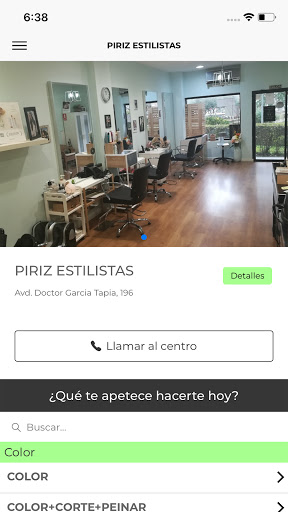 Android application Piriz Estilistas screenshort