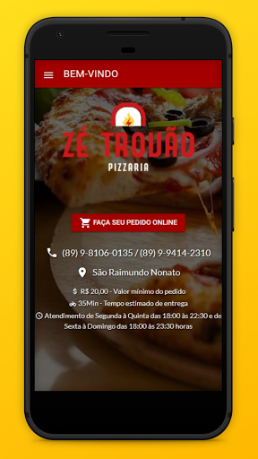 Android application Zé Trovão Pizzaria screenshort