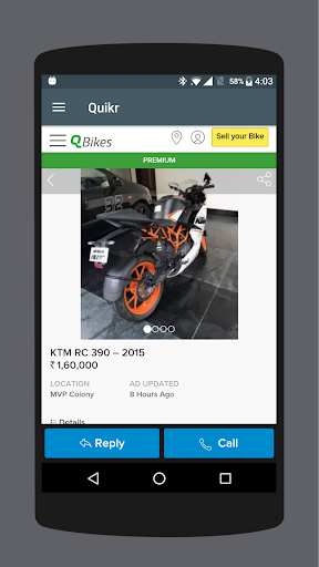 Android application Used Bikes in India screenshort