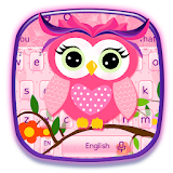 Cute Pink Owl Keyboard Theme icon