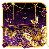 Purple Luxury Golden Butterfly Keyboard Theme icon
