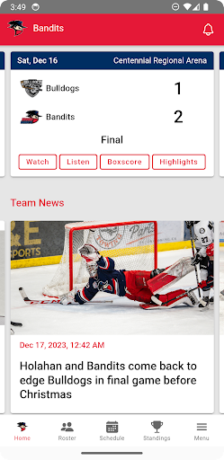 Android application Brooks Bandits Official App screenshort