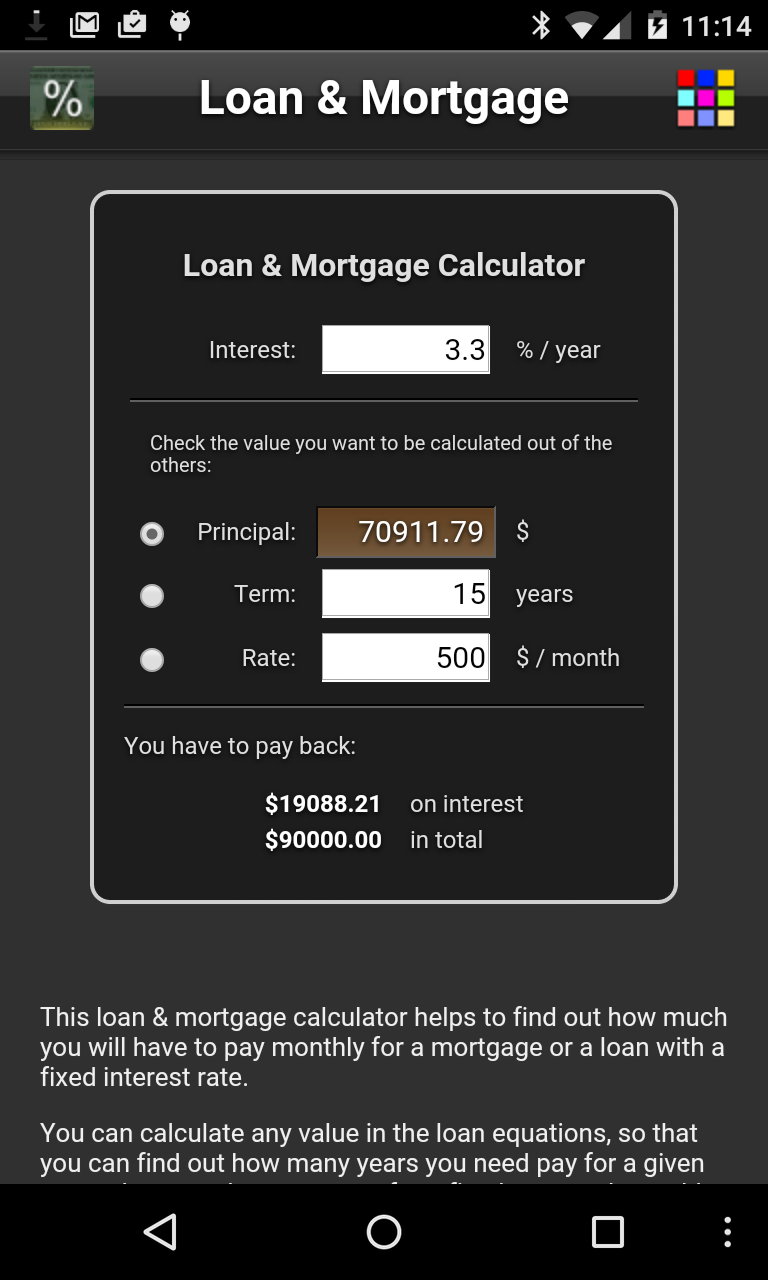 Android application Loan & Mortgage screenshort