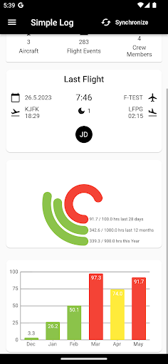 Android application Simple Log Pilot Logbook screenshort