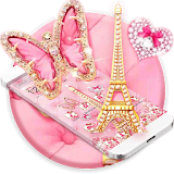 Pink Butterfly Eiffel Kitty Theme icon