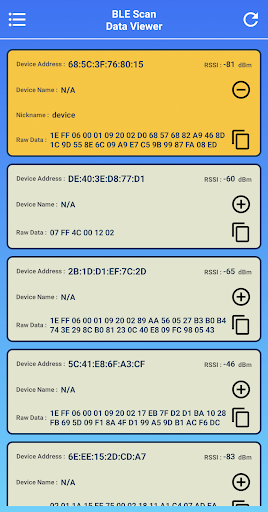 BLE Scan Data Viewer Screen 2