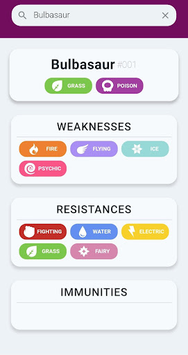 PokeWeak - Weakness Lookup Screen 2