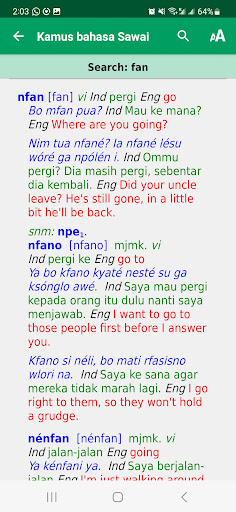 Android application Kamus bahasa Sawai screenshort