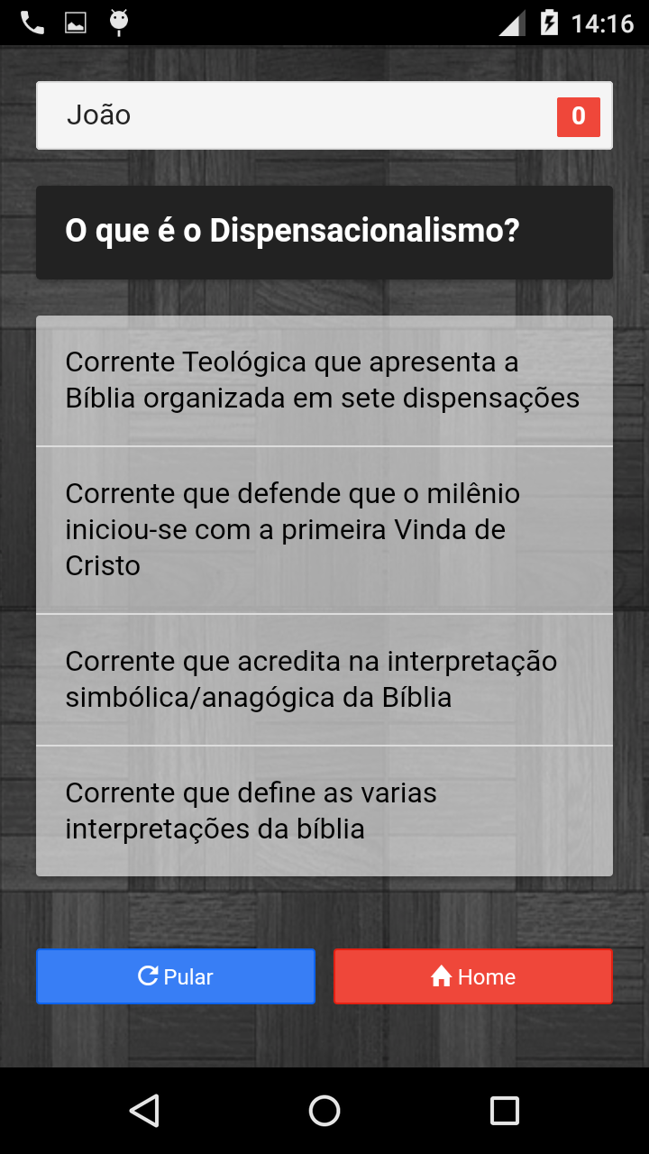 Android application Perguntas de Teologia screenshort