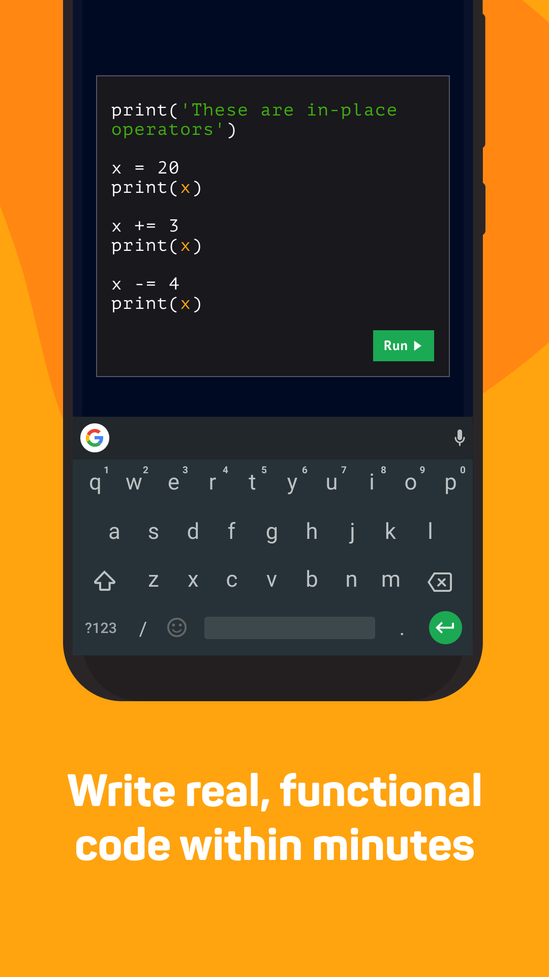 Android application Learn Python screenshort