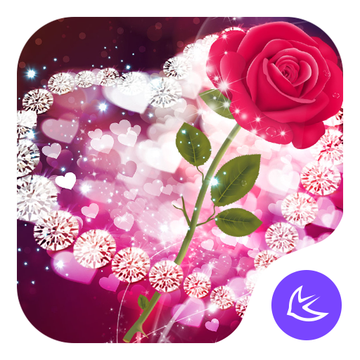 Descargar Shine Red Heart Rose Love–APUS Launcher theme para PC Windows 7, 8, 10, 11