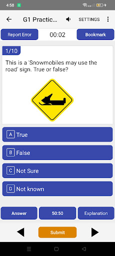 G1 Practice Test Ontario 2023 Screen 2