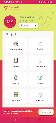 Dawati - content, past papers Screen 3