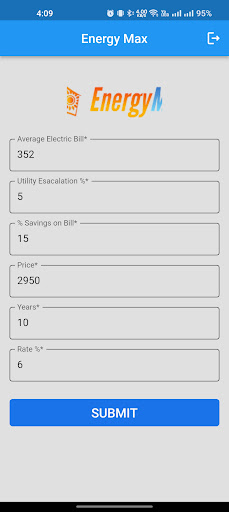 Android application Energy Max App screenshort