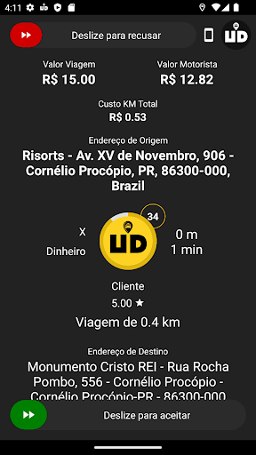 Android application UmDriver - Motorista screenshort