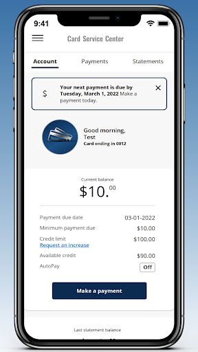 Android application Card Service Center screenshort
