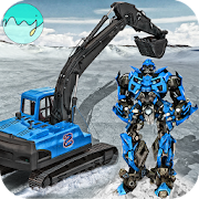 Sand Excavator Crane Transforming Robot Games