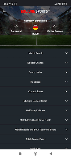 Android application MILIONE SPORTS screenshort