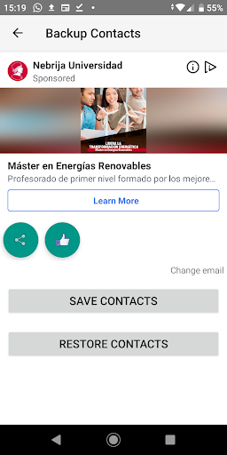 Android application Easy backup contacts screenshort