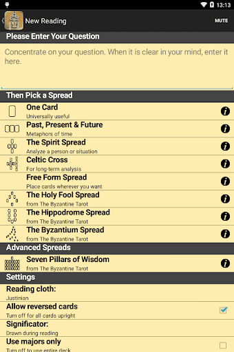 Screenshot of The Byzantine Tarot
