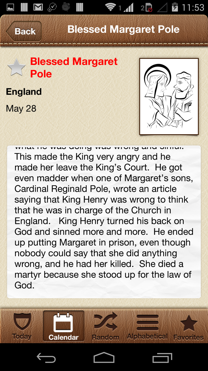Android application Saint of the Day for Kids screenshort