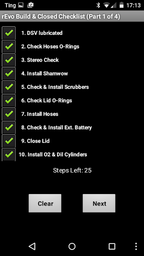 Xs rEvo Checklist Screen 3
