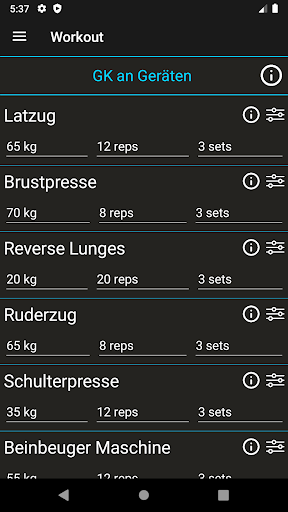 Android application Simple Workout Planner screenshort