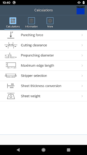 Android application TRUMPF PunchGuide screenshort