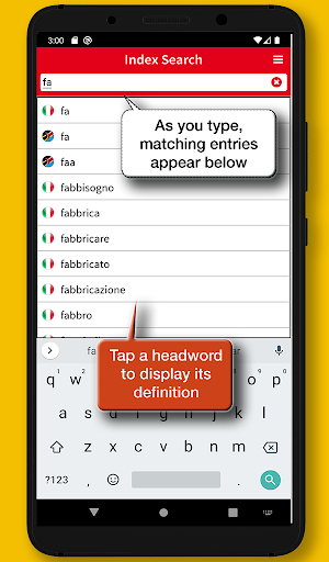 Android application Swahili-Italian Dictionary screenshort