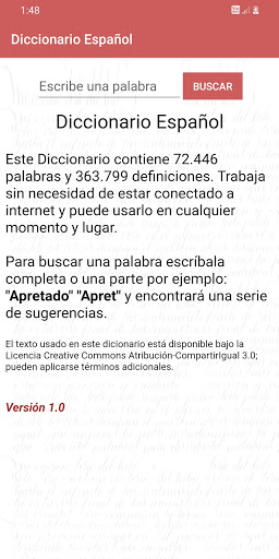 Android application Diccionario Español screenshort