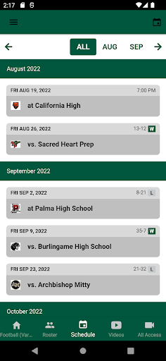 Screenshot of SHC Athletics