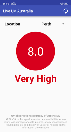 Android application Live UV Australia screenshort