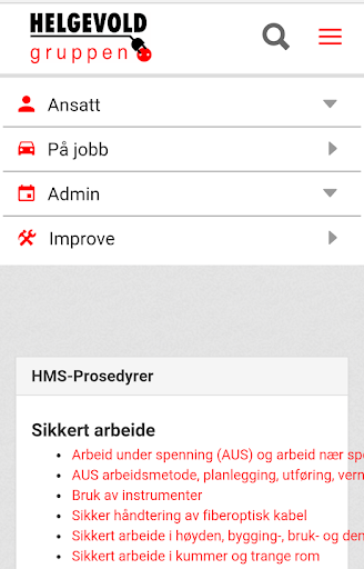 Android application Helgevold Gruppen Portalen screenshort