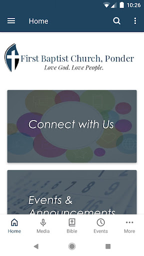 Android application First Baptist Church Ponder screenshort