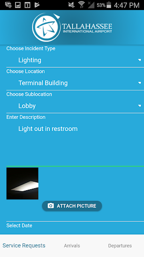 Tallahassee Int. Airport SMS Screen 3