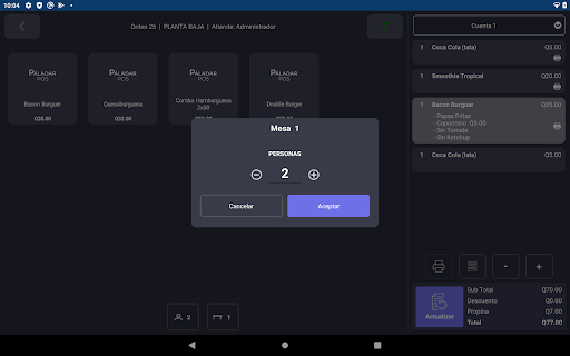Páladar POS Screen 2